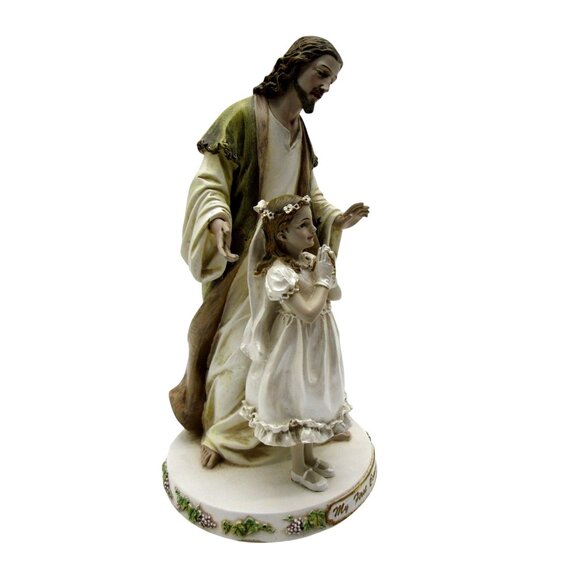 FIRST COMMUNION Jesus and Girl Statue Religious Figurine 9.5" Tall - Picture 5 of 12
